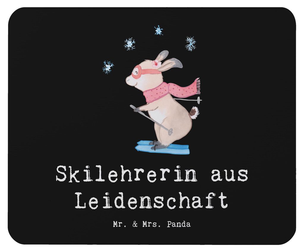 Mr. & Mrs. Panda Mouse Pad Skilehrerin Leidenschaft - Schwarz - Geschenk, mousematte, Mauspad, laptop mousepad, gummi