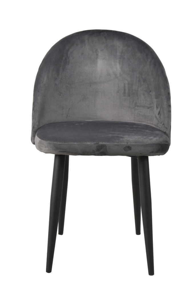 SIT Möbel Esszimmerstuhl 2er Set | Samtbezug dunkelgrau | Gestell Stahl schwarz | B 49 x T 52,50 x H 79 cm | 02446-21 | Serie SIT & CHAIRS