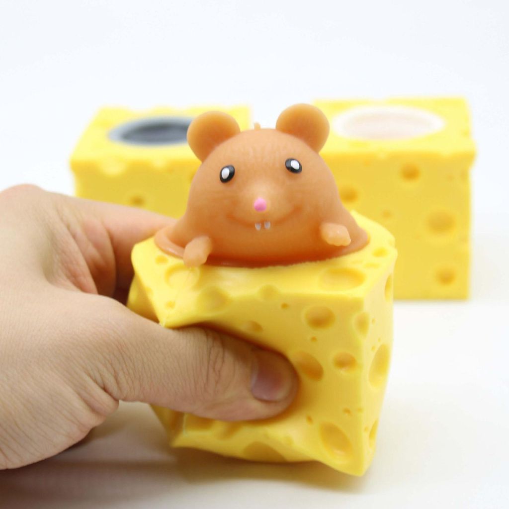 Squish Cheese Mouse Toy Umweltfreundliches weiches Silikon Angst Stressabbau Squeeze Cheese Mice Toy