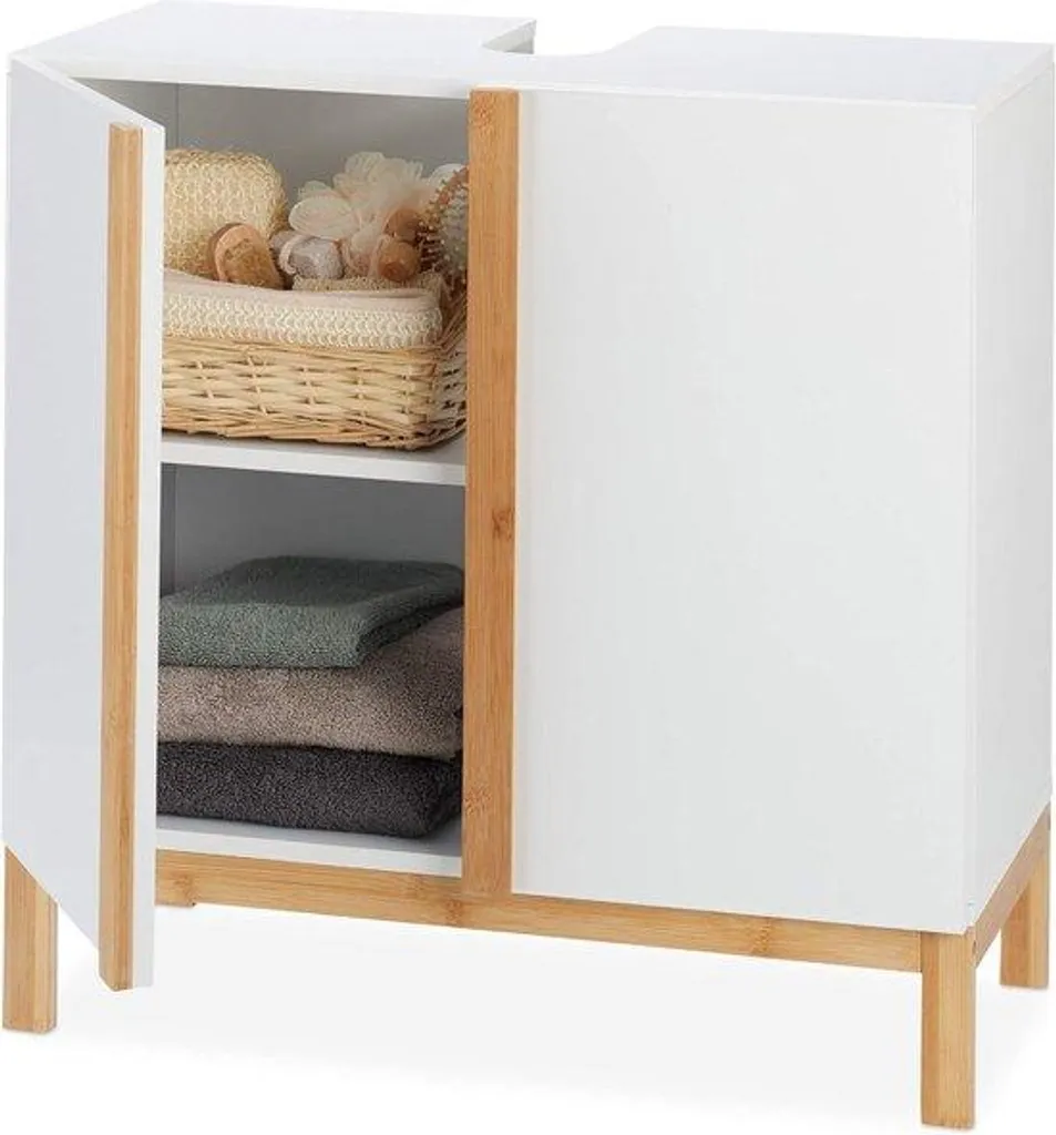 Armoire de toilette en bambou blanc 60 cm - Design moderne et durable