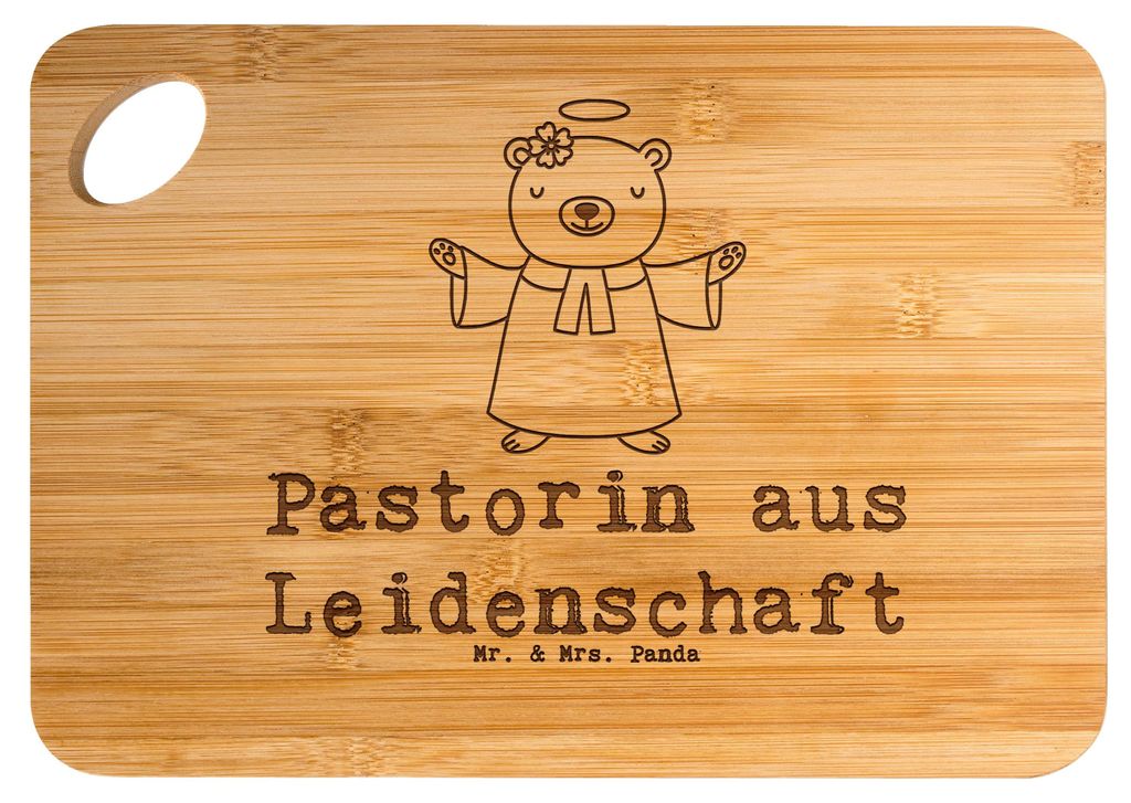 Mr. & Mrs. Panda Holzbrett Pastorin Leidenschaft - Transparent - Geschenk, holzschneidebrett, Hackbrett, Pfarrerin, Kirche, Spruch, Lustig, brotbre...