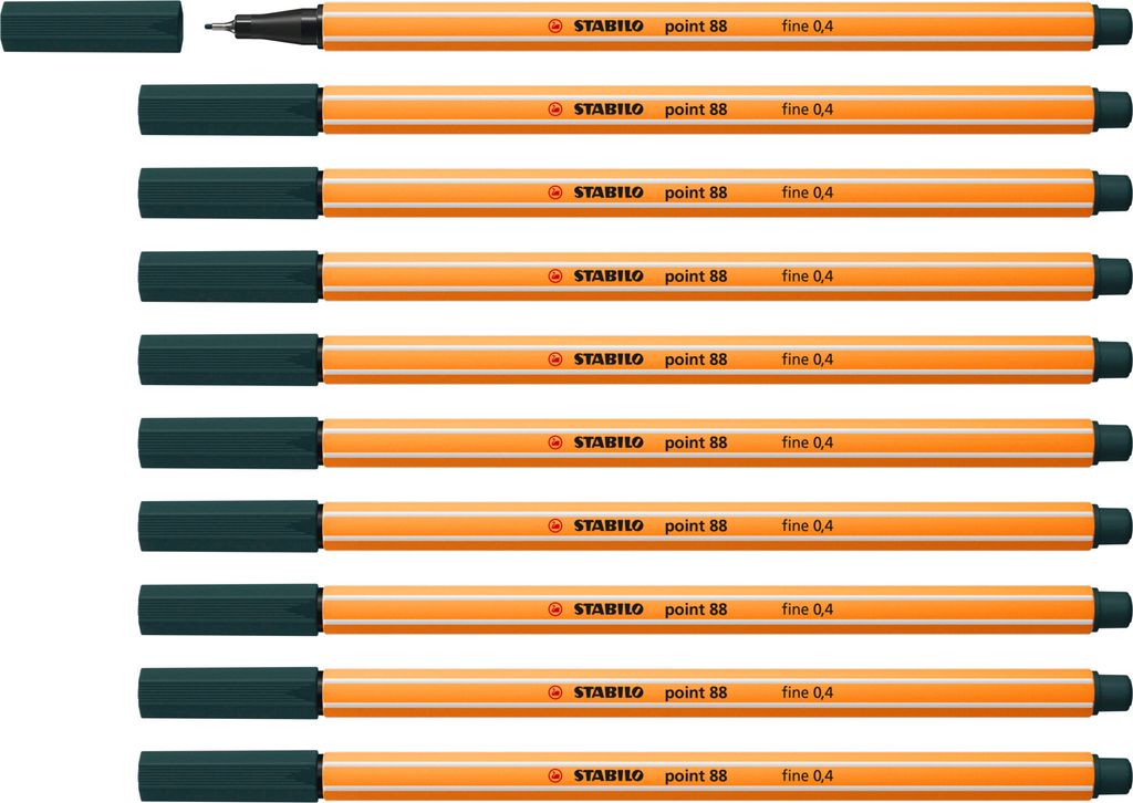 STABILO Fineliner -  point 88 - 10er Pack - olivgrün Produktbild 