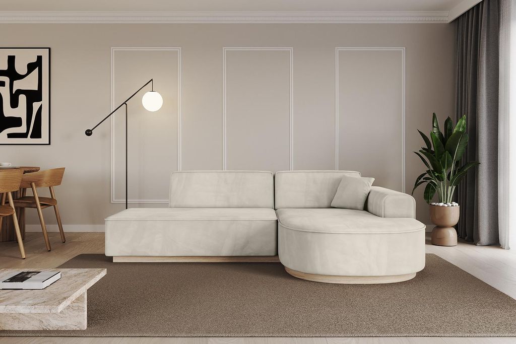ALTDECOR Ecksofa in L-Form ARRIO-L1 - 243x171x83 cm Beige - Corner Sofa Bett Eckcouch Couch Wohnlandschaft Cauchsofa