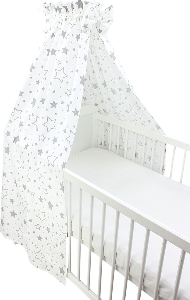 TupTam Babybett Himmel mit Schleifchen, Farbe: Graue Galaxie, Größe: ca. 160x240 cm