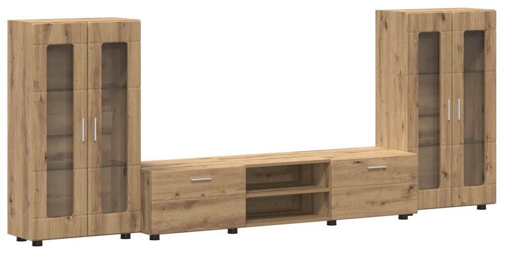 TV-Schrankset mit Tür FLORIN 3 pcs Artisan-Eiche Holzwerkstoff