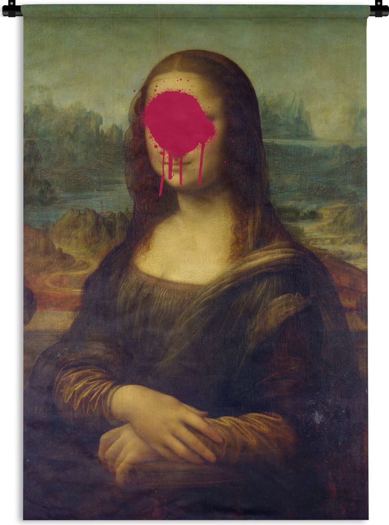 MuchoWow Wandteppich Wandbehang Mona Lisa - Leonardo da Vinci - Rosa 60x90 cm Tapisserie Dekoration Wandtuch - Foto-Teppich - Abwaschbar