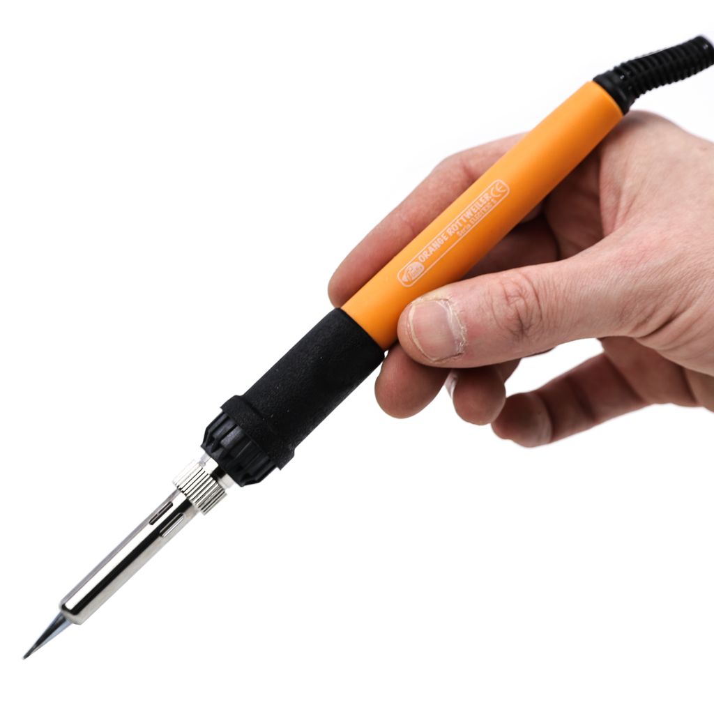 11-in-1-Set Präzisionslötkolben mit Display Rosfix Orange Rottweiler OR60W Electric S Series (Lötkolben, 6 Spitzen, Schwamm, Lötzinn und Ständer)
