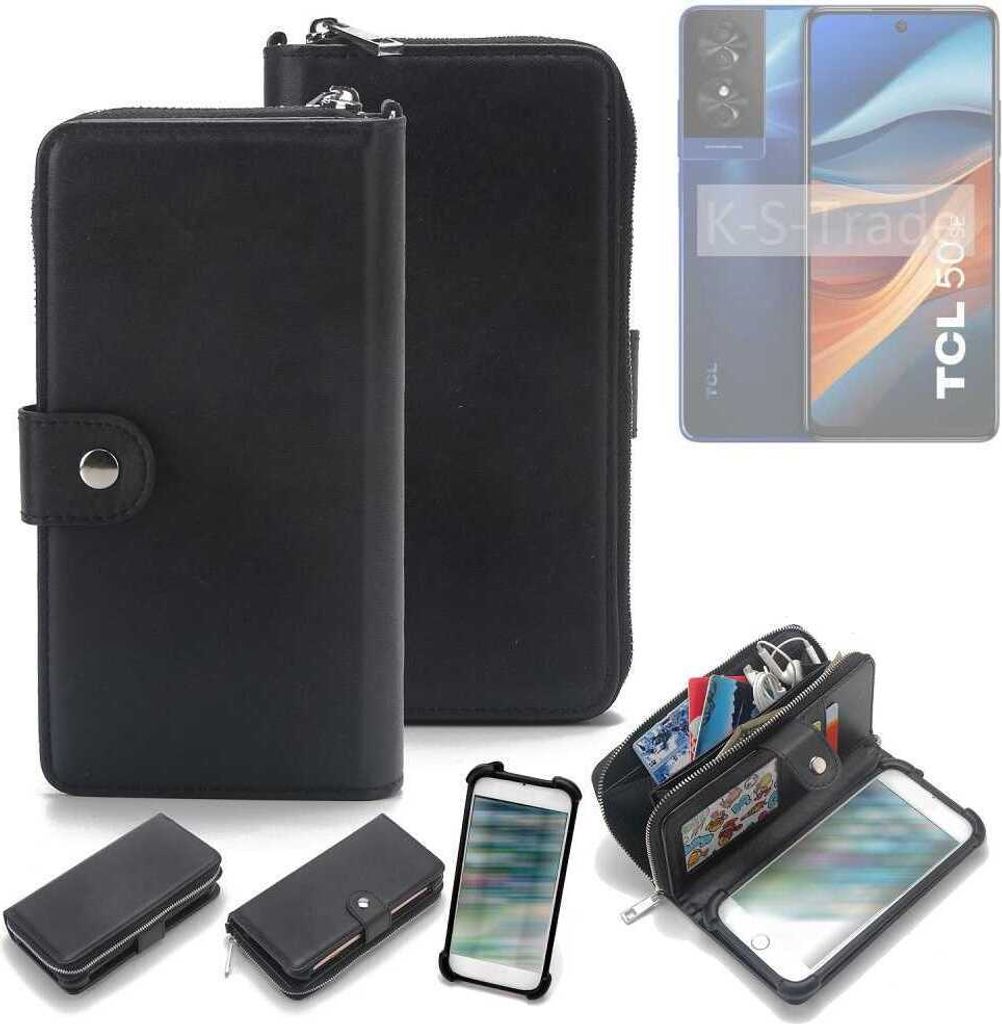 K-S-Trade 2in1 Handyhülle Schutzhülle kompatibel mit TCL 50 SE & Portemonnee Cover Handy Hülle Case Etui Geldbörse Wallet Bookstyle Hülle
