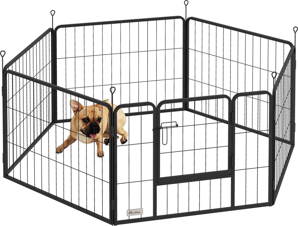 Welpenlaufstall Hundegitter - 6-teiliges Freigehege für Hunde - Stahlgitter DIY - Größe M 160 cm - Grau