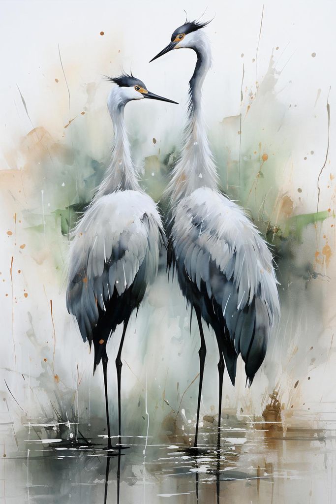 Plakat 30x45cm Tanzende Reiher