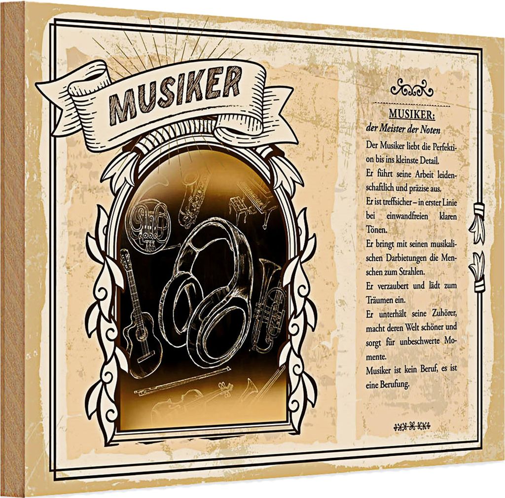 Holzschild Berufe 30x20cm Musiker Meister der Noten Musik