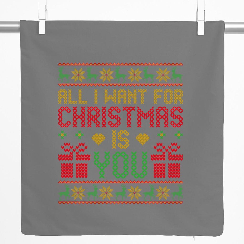 Huuraa Kissenbezug Ugly Christmas All I want is you 40x40cm Steel Grey Baumwolle Dekokissenbezug Geschenkidee