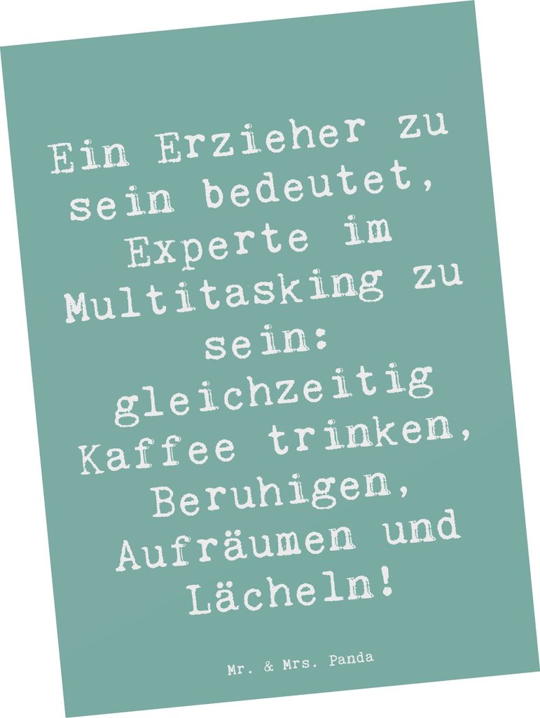 Mr. & Mrs. Panda Postkarte Spruch Multitasking Erzieher - Produktbild 