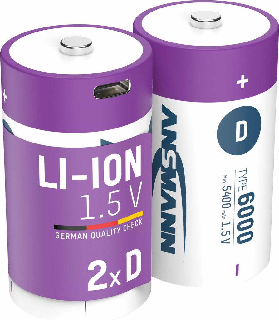 ANSMANN 1314-0005 2 ANSMANN Akkus 6000 Mono D 5.400 mAh Productafbeelding 