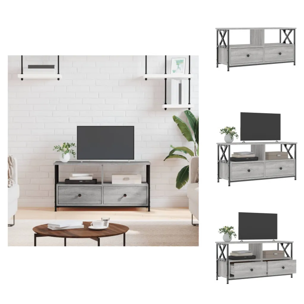 Porta TV Industriale Grigio Sonoma 90cm vidaXL - Design Legno Ferro