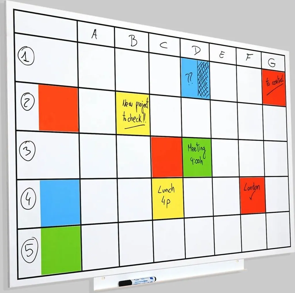 Planning mural Skin Rocada 115x75 cm à surface magnétique quadrillée