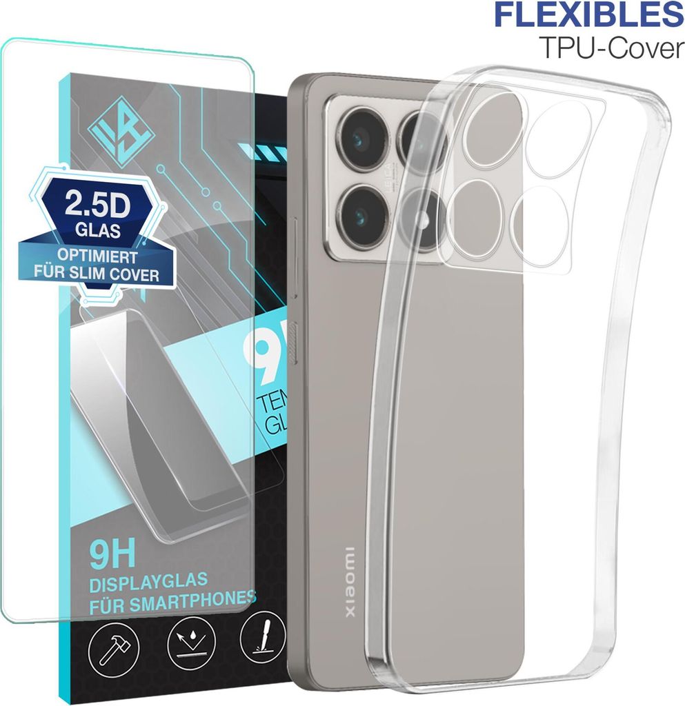 Handyhülle für Xiaomi 14T mit 9H Displayglas Displayschutz Produktbild 
