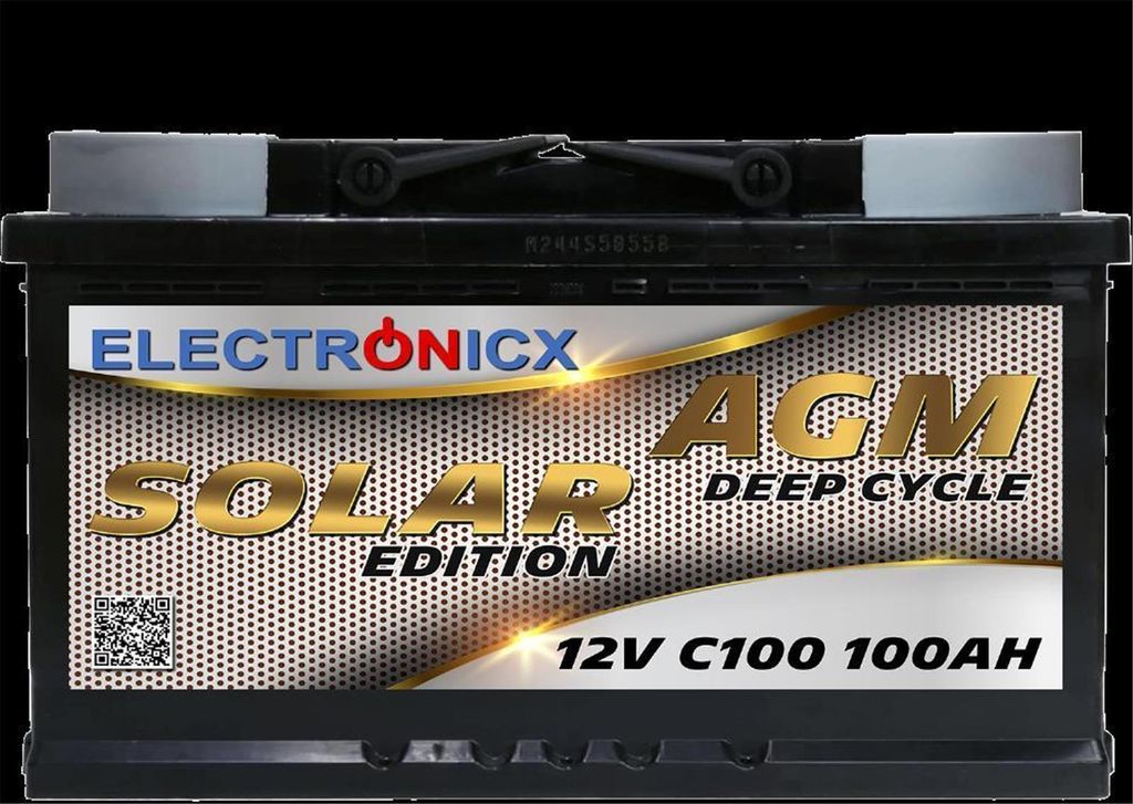 Electronicx Solar Edition AGM Batterie 100AH - 12V Solar Akku für Photovoltaik, Camping & Off-Grid-Systeme