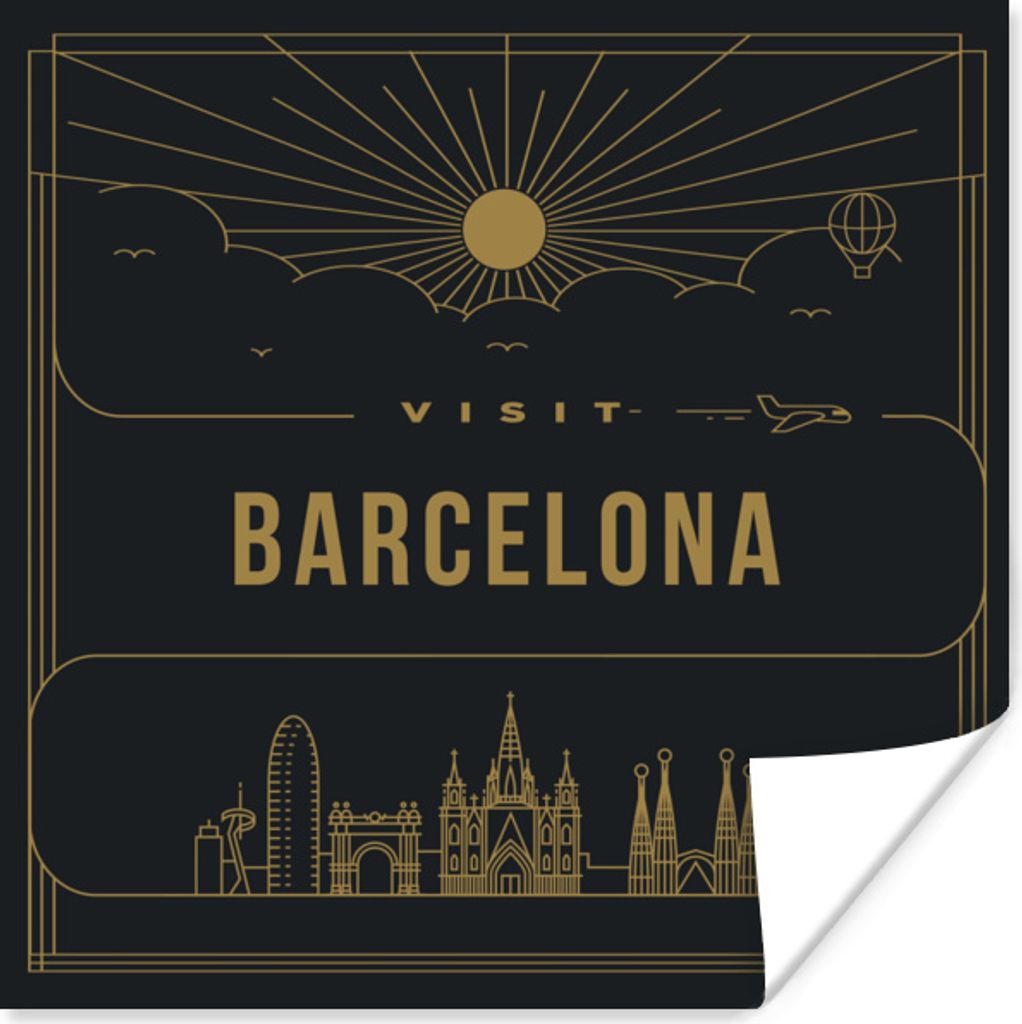 MuchoWow Poster Stadtbild Barcelona - weiß 100x100 cm - Babyzimmer