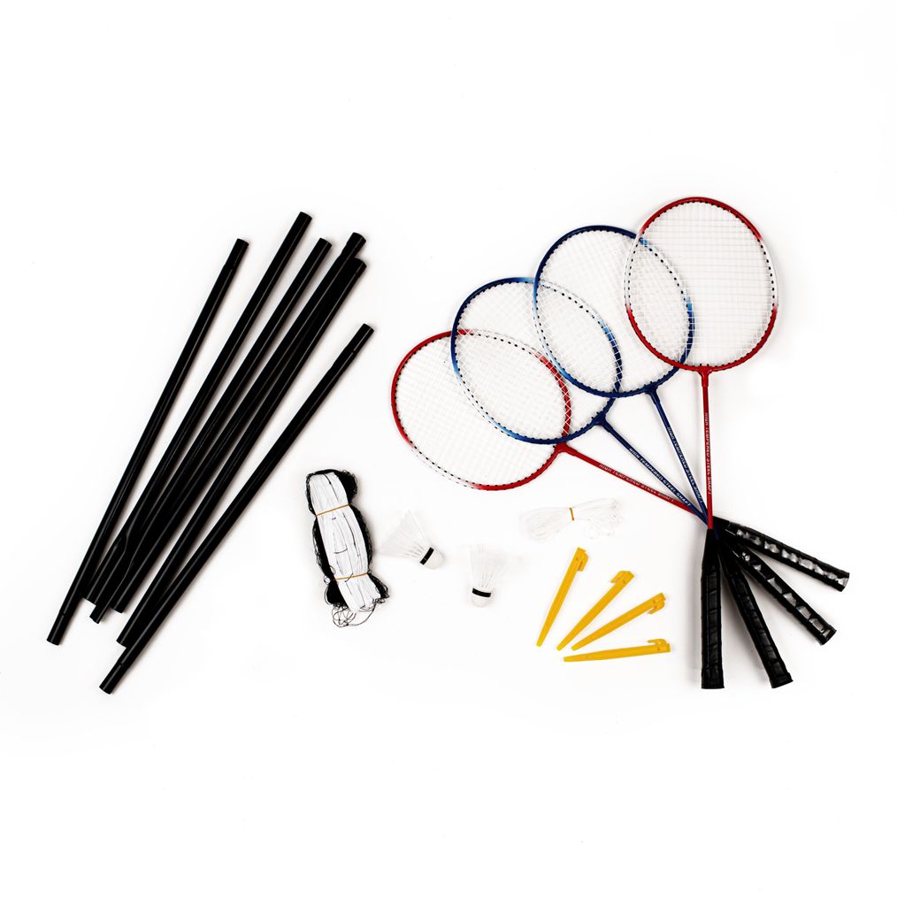 Acra Badminton-Set 4 Schläger, Netz und Bälle