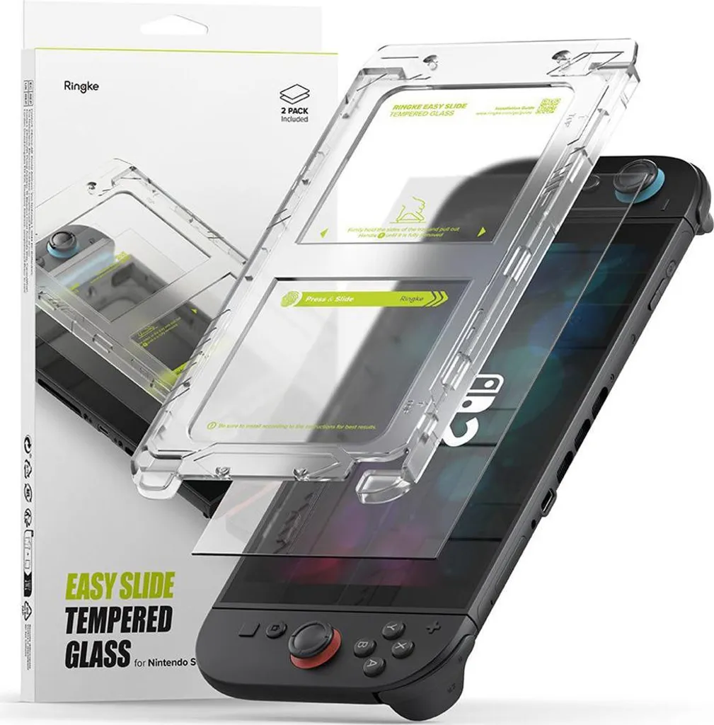 2x Vetro Temperato Nintendo Switch 2 Ringke Easy Slide Protezione Display