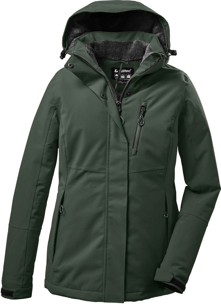 A studio shot of a green jacket.