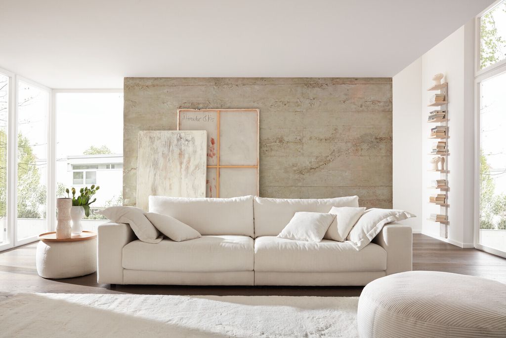 Sofa Seitneves 3-Sitzer 290x107 Feincord Weiß