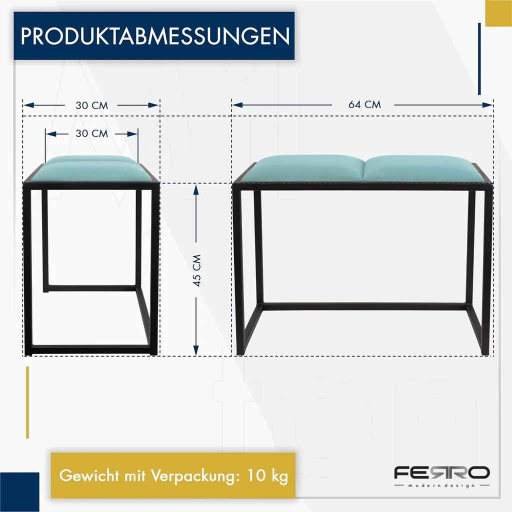 Dettagli Panca Blu Cielo 64,5 cm - Appendiabiti Loft Artigianale - 3