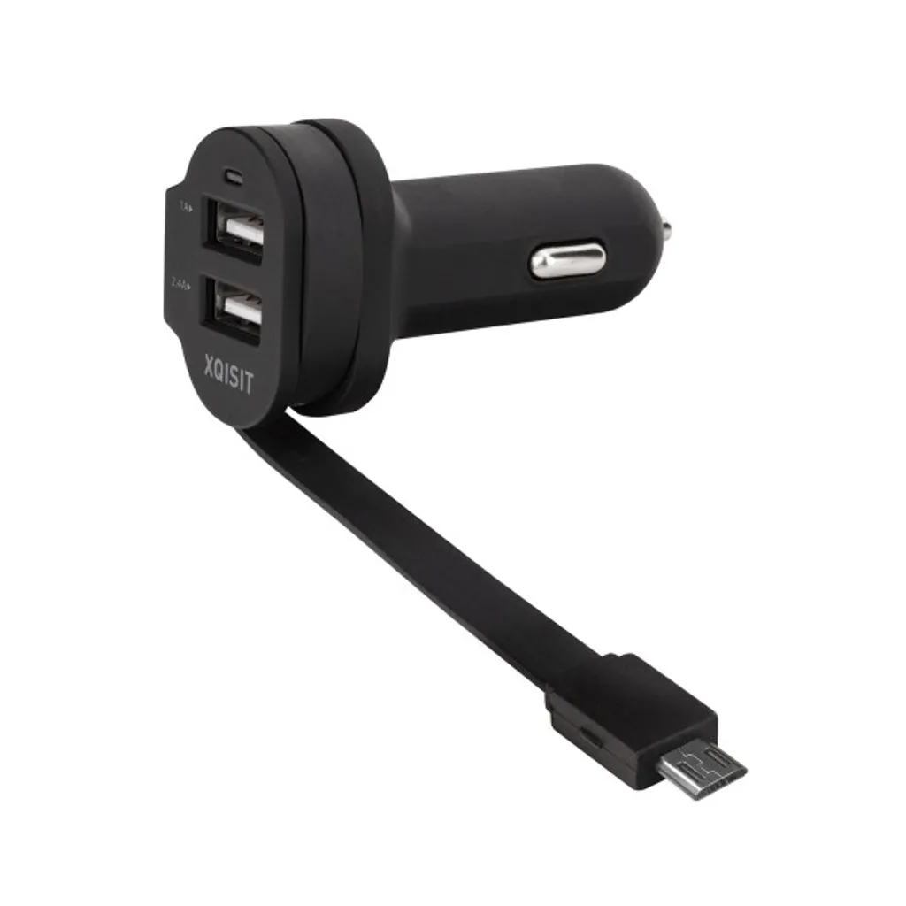Offerta Caricatore Auto Xqisit 6A - 2 Porte USB + Cavo - Nero 20425