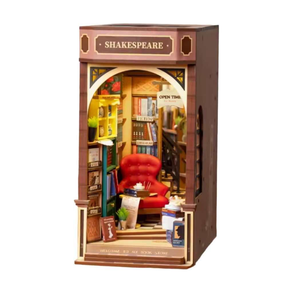 3D Holz Book Nook mit Licht, 194 Teile, DIY Regal Deko, Miniatur-Bücherregal, Bastelset & Geschenkidee für Jugendliche & Erwachsene