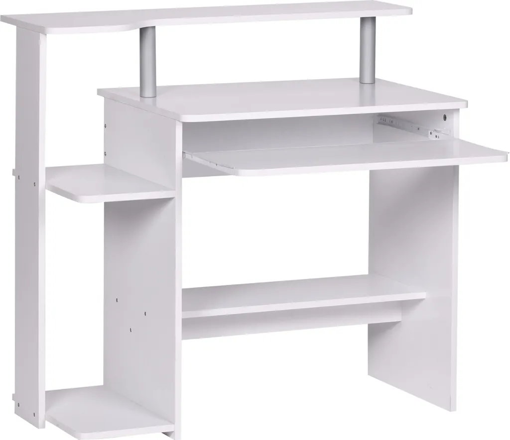 Bureau de Télétravail Blanc Dennis pour Petit Espace avec Grand Stockage