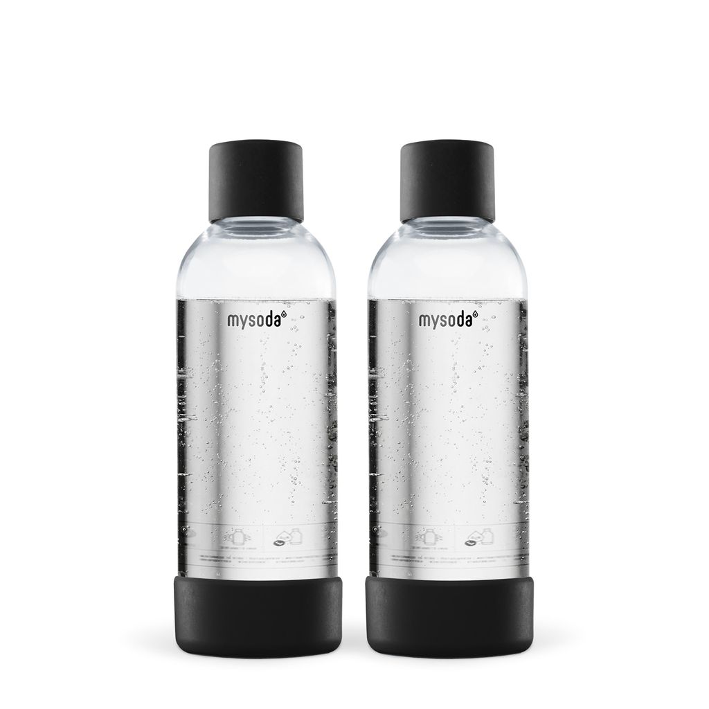 Mysoda Wasserflaschen 1L, 2er-Set (PET), Schwarz Produktbild 