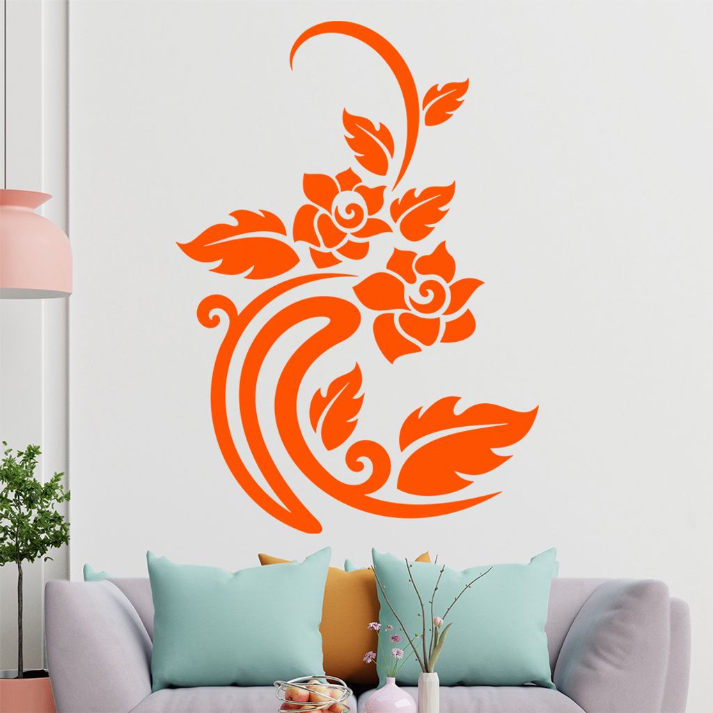 Rosen - Linien Wandtattoo in 6 Größen - Wandaufkleber Wall Sticker - Dekoration, Küche, Wohnzimmer, Schlafzimmer, Badezimmer