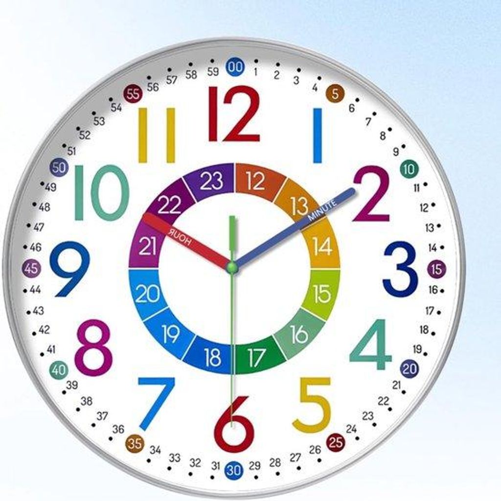 Kinder Wanduhr - Lernuhr ohne Ticken - 25 cm Analoge Produktbild 