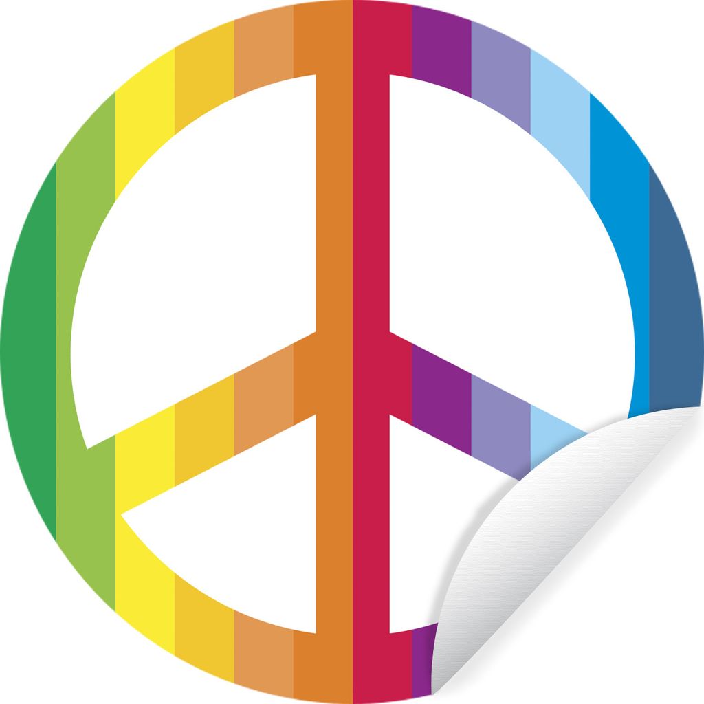 MuchoWow Runde Wandtattoo - Wandsticker Tapete Aufkleber Flower-Power-Friedenszeichen Ø 30 cm Selbstklebend und Repositionierbar - Wandaufkleber...