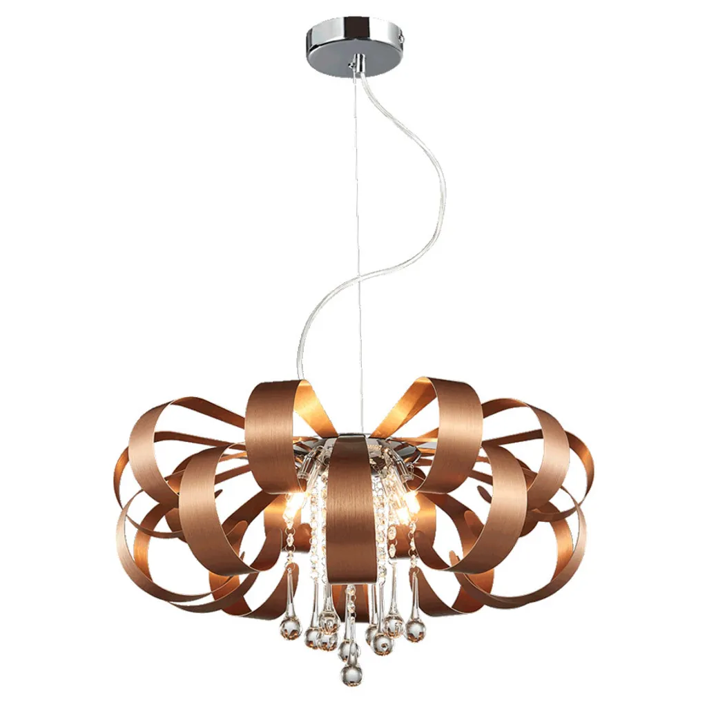 Lustre suspension design Ribbon Crystal en cuivre et cristal 60 cm