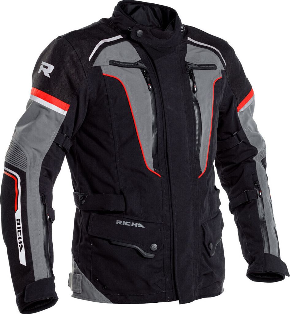 Richa Infinity 2 Pro Motorrad Textiljacke, schwarz/grau/rot, 6XL