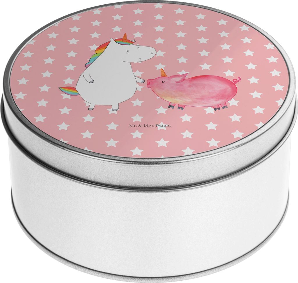 Mr. & Mrs. Panda Kaffeedose Einhorn Schwein - Rot Pastell - Geschenk, Freundschaft, Vorratsbehälter, Unicorn, Einhörner, Aufbewahrungsdosen, keks...