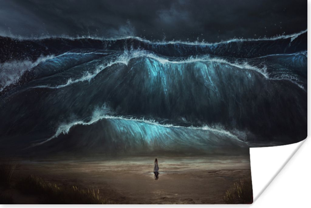 MuchoWow Poster Strand - Meer - Frau - Golf 30x20 cm - Plakate - Print