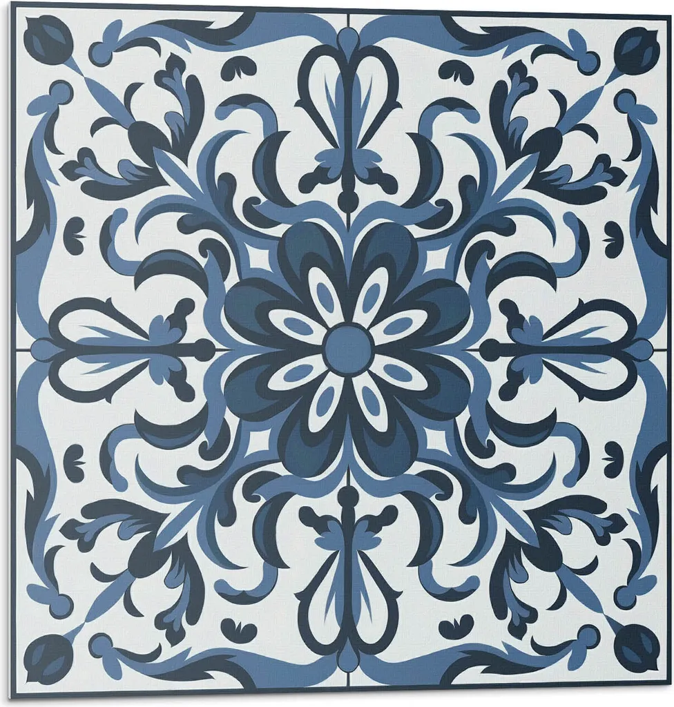 Motivo floreale con ornamenti - Autoadesivo - Rivestimenti murali - Decorazioni murali - Pannelli decorativi murali - Pannelli murali 3D - Design murale autoadesivo - 4 pezzi 50 x 50 cm