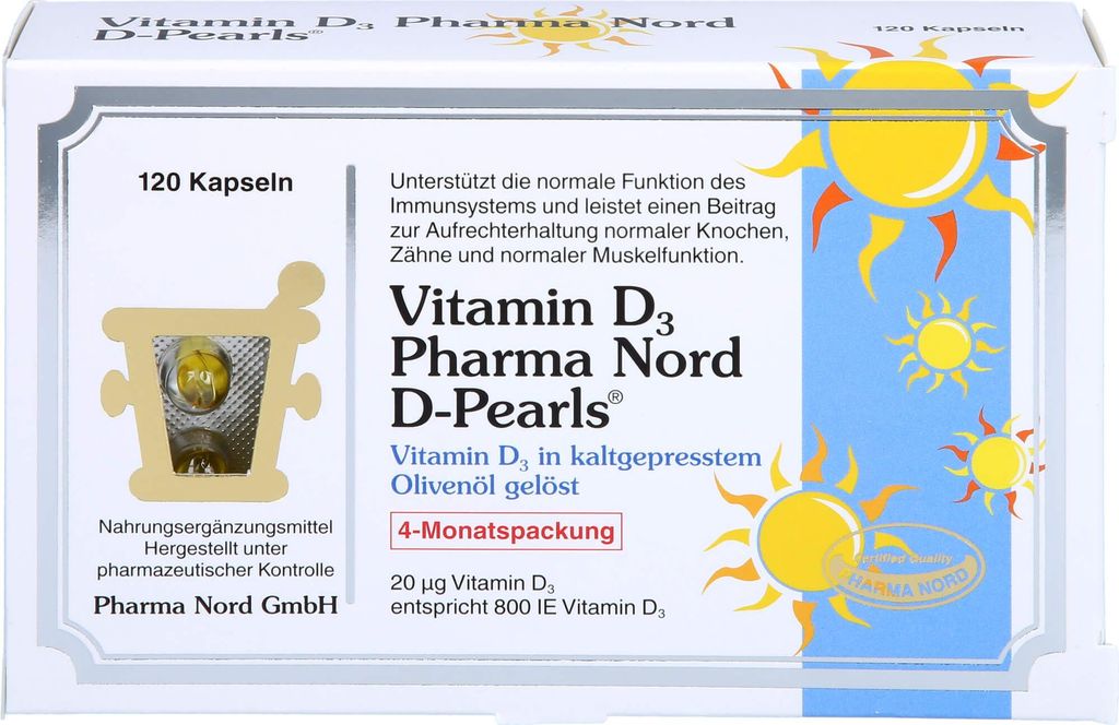 Vitamin D3 Pharma Nord D-Pearls Kapseln, 120 St. Kapseln