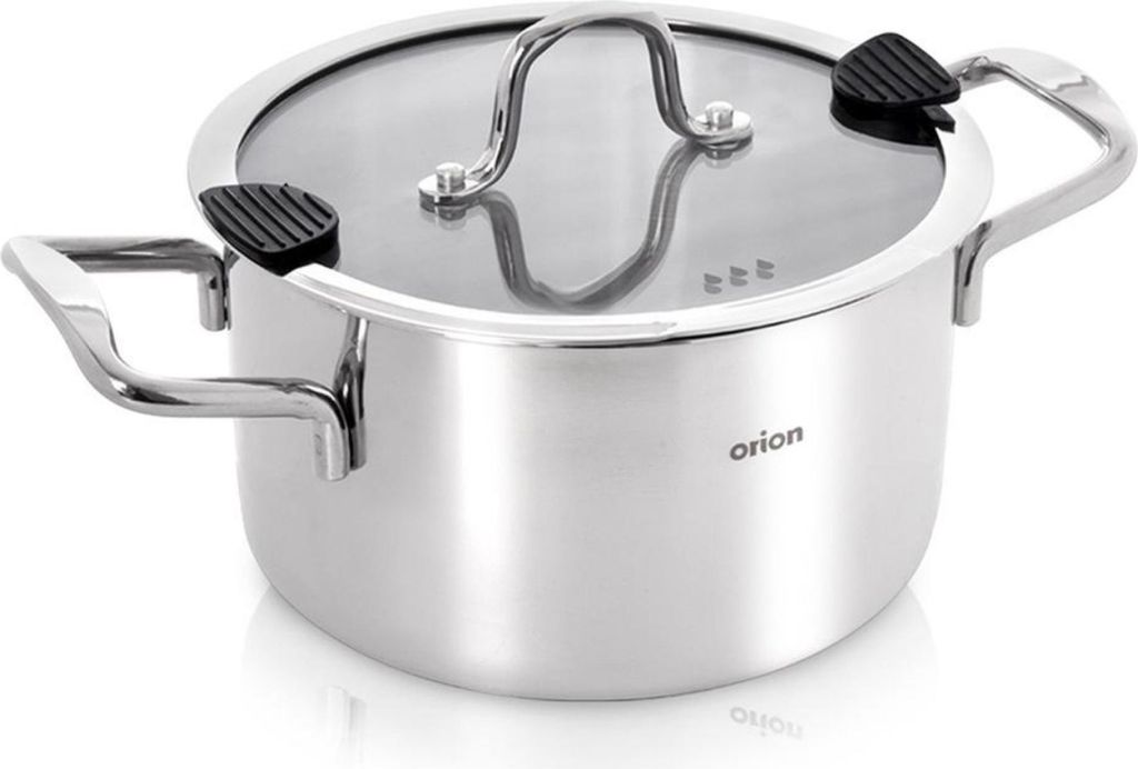 Orion | Schmortopf mit Glasdeckel - 24 cm - 6,2 l - Edelstahl-Kochtopf - Induktionsgeeignet - Spülmaschinenfest - VENICE