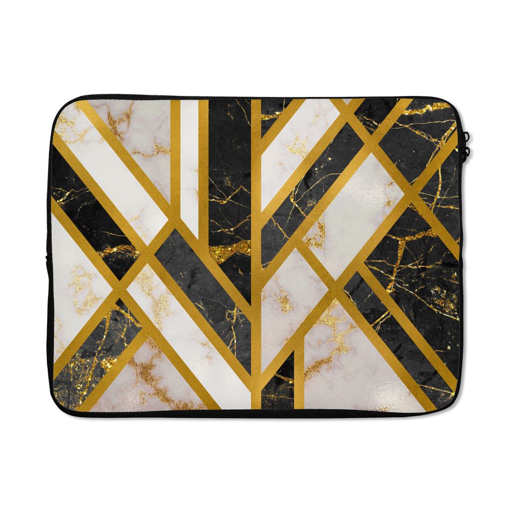 MuchoWow Laptop Hülle 17 Zoll Laptoptasche Marmor - Gold - Luxus - Zipper - Schutzabdeckung