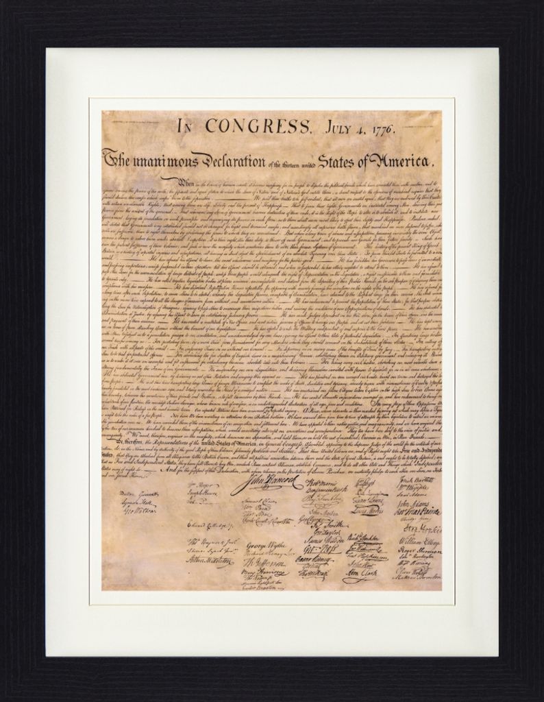USA Gerahmtes Bild Mit Edlem Passepartout | Wand-Bilder | Im Bilderrahmen - Die Unabhängigkeitserklärung, 4. Juli 1776 (40 x 30 cm)