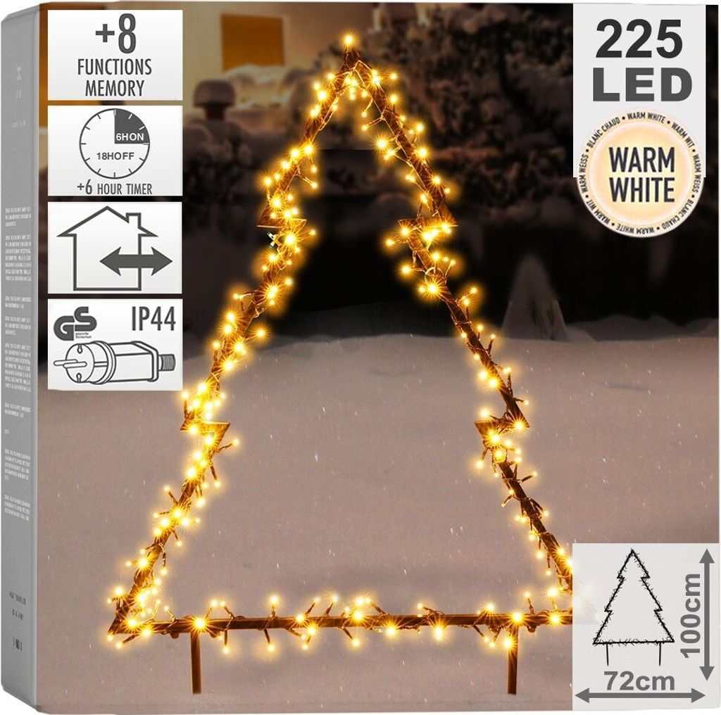 Vilde Deko-Weihnachtsbaum leuchtender LED-Weihnachtsbaum für den Außenbereich aus Metall 225 LED 100 cm