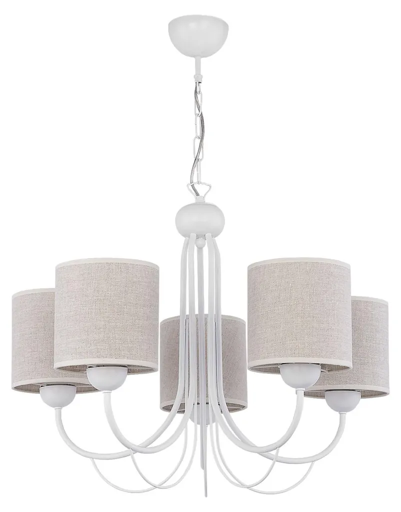 Lustre 5 branches KASKADA en métal blanc-crème - Éclairage E27 80cm
