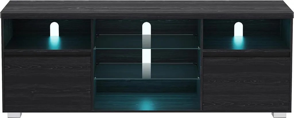 Meuble TV VASAGLE avec éclairage LED 160 cm pour téléviseurs jusqu'à 70"