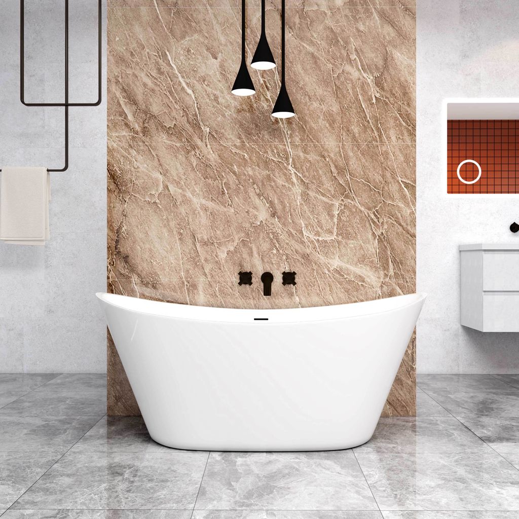 Schiffsform-Badewanne 150x72cm Verschenken Acrylschürze, Füßen und Ablaufgarnitur