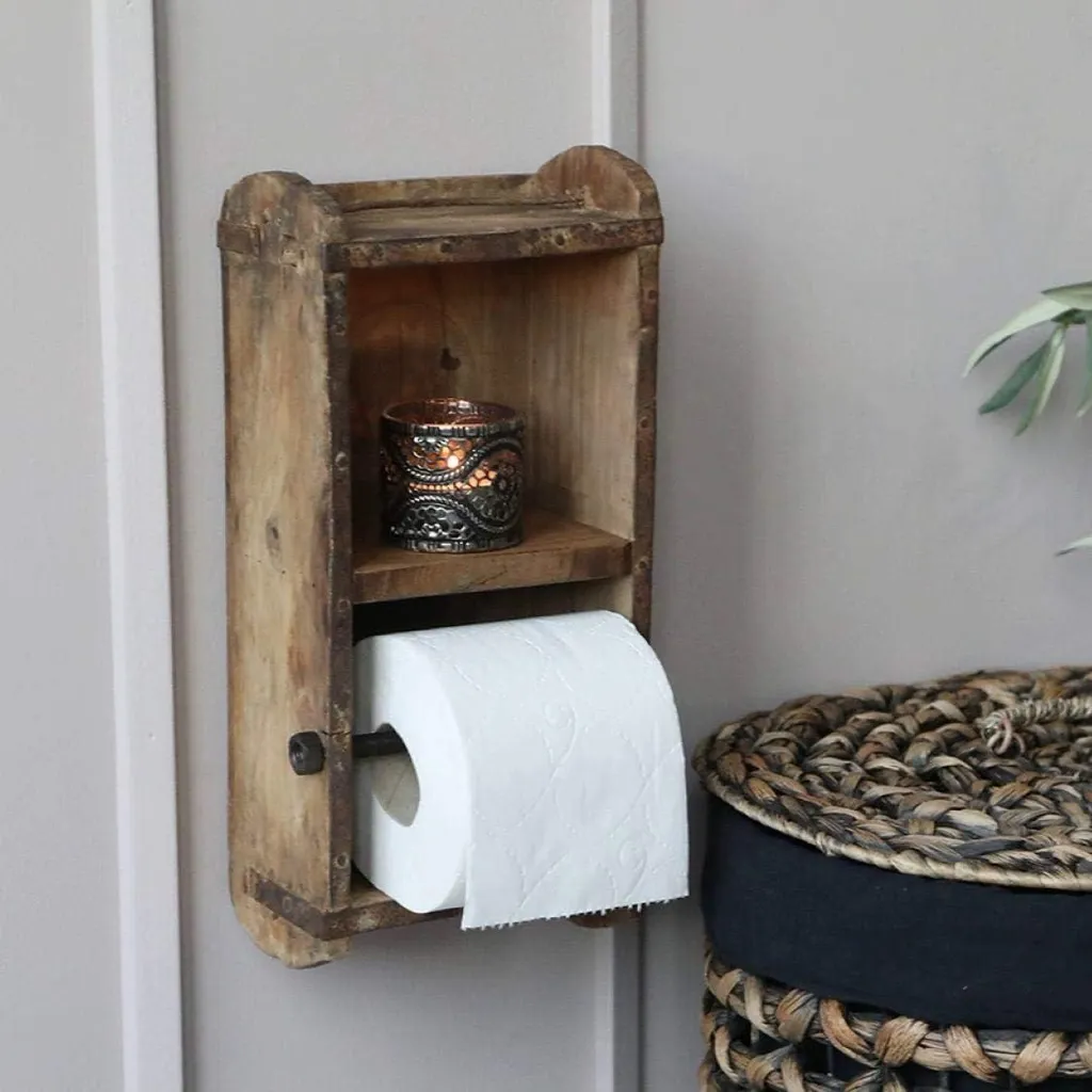 Support papier toilette mural en bois forme brique - Modèle Nature 1 pièce