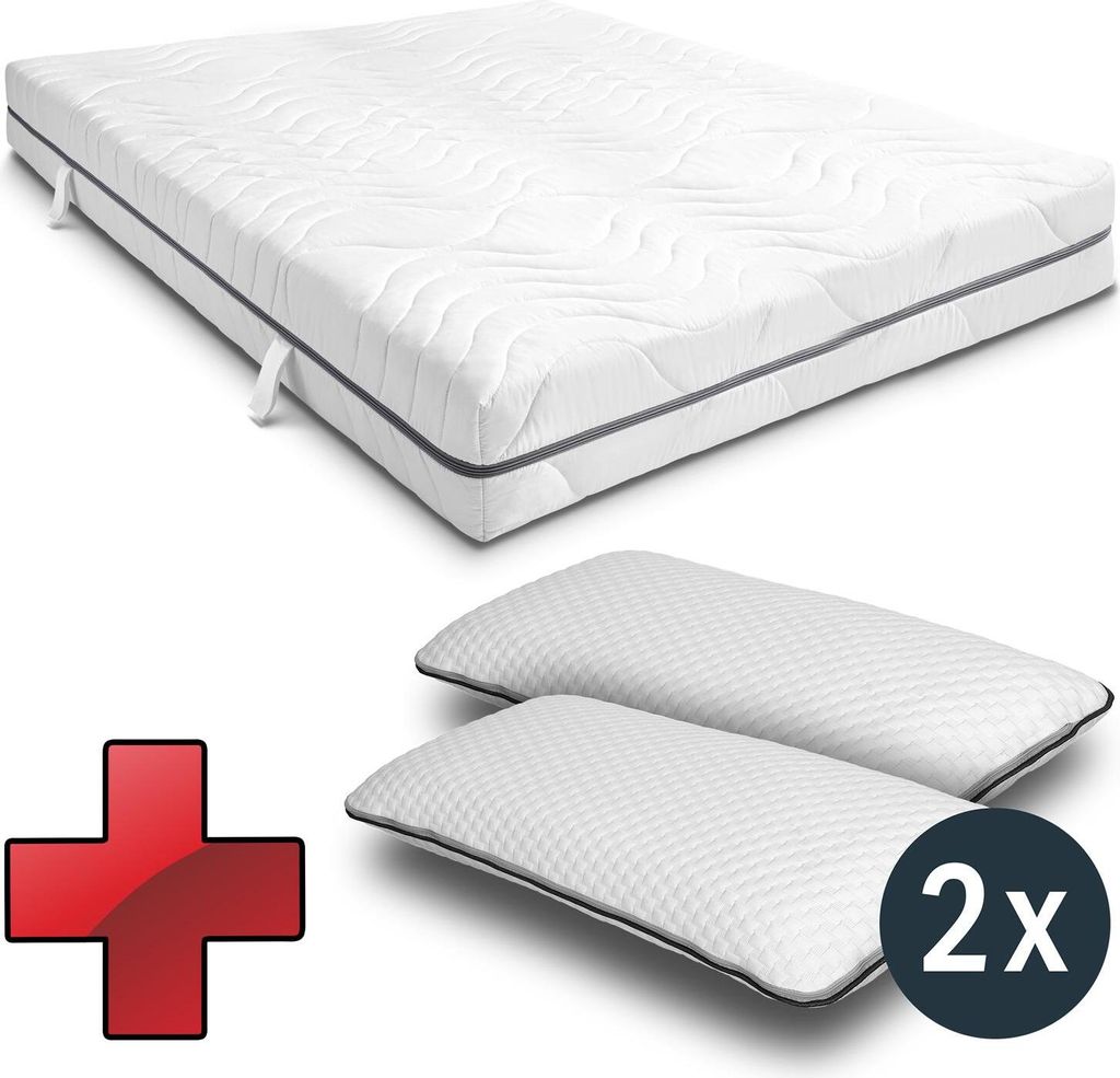 7 Zonen Viskoelastik-Matratze Sleezzz Smart 180 x 200 cm, Höhe 18 cm, Härtegrad H3 mit Air Memoryschaum + 2 x Sleezzz Smart höhenverstellbares...